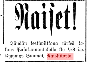 Suomalaisen Naisliiton Oulun osaston perustamisesta 115 vuotta sitten